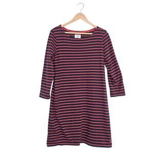 Joules Size 10 Navy Red Striped Cotton Tunic Dress Nautical Preppy Long Sleeve